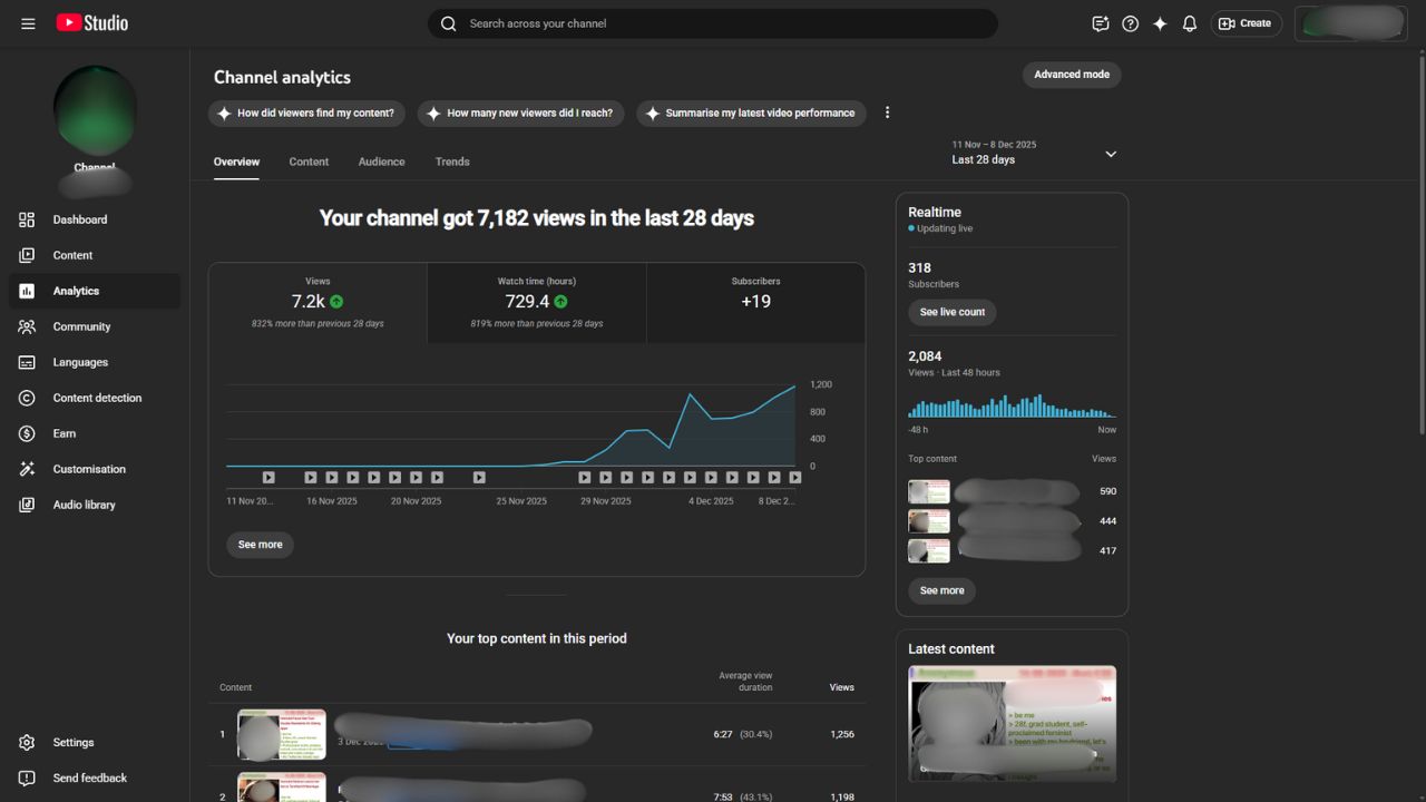 New real YouTube channel screenshot